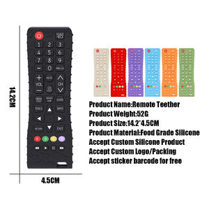 Anneau <span class=keywords><strong>de</strong></span> dentition télécommande pour bébé en silicone <span class=keywords><strong>de</strong></span> qualité alimentaire sans BPA, souple, pour l'apprentissage, jouet télécommande TV pour bébé et tout-petit, usine ODM OEM personnalisée - Product Image 2