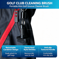 Brosse de nettoyage de clubs de golf personnalisable OEM, double poils en nylon, outil de nettoyage des rainures avec clip rétractable, accessoires de golf