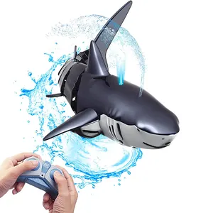 2.4G remote control shark toy with water spray simulation rc shark pool shark toy