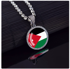 Collar con Bandera de Jordania Personalizado al por Mayor, Collares con Diamantes, Recuerdos, Accesorios de Moda, Collar de Aleación para Hombres y Mujeres - Product Image 1