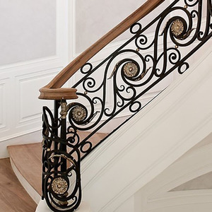 Giá tốt nhất mới nhất wrought sắt ban công lan can hiện đại phong cách nhà wrought sắt cầu thang lan can thiết kế để bán - Product Image 6