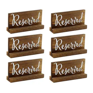 6-Pack Bruin Lang Thuis Voorbehouden Borden Real Tafel Plaque Rustieke Muur Opknoping Decor Custom Houten Borden Voor Speciale evenementen