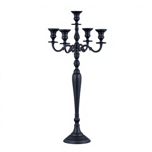 Candélabre en métal noir à 5 bras, artisanat décoratif pour mariages, Noël, événements à domicile, fournitures pour événements, candélabre noir - Product Image 1