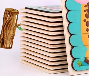 Rompecabezas de Madera con Tiras, Juguete Educativo Temprano para Niños, Historias de Animales de Dibujos Animados, Transporte, Frutas, Tablero de Doble Cara - Product Image 5