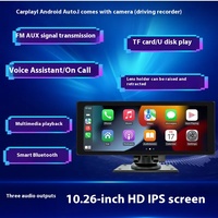 Pantalla Carplay Portátil de 10.26 Pulgadas con Cámara para Auto, Pantalla Inalámbrica Carplay y Android Auto, Función FM, Reproductor de Música, Reproductor de DVD para Auto