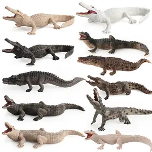 HY simulação de simulação animal modelo mundial para crianças novo crocodilo preto imperador jacaré brinquedos de decoração à mão chinesa