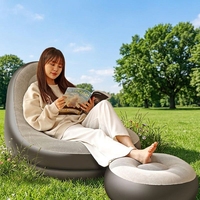 Fauteuil de camping gonflable portable avec repose-pieds, canapé gonflable d'extérieur, chaise pliante de relaxation
