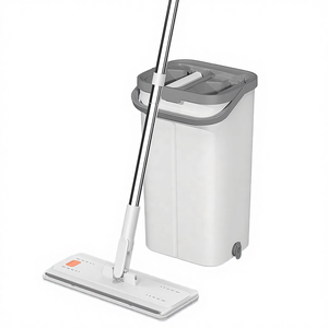 Kit de nettoyage de sol domestique durable, séparation sec/humide, télescopique, panier en plastique écologique, têtes de balai microfibres quatre faces - Product Image 4