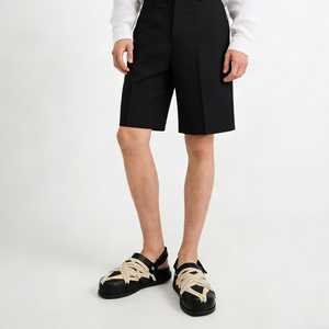 Sandali Mule da Uomo in PU Nero con Logo Personalizzato, Cinturino Intrecciato a Contrasto e Suola in Gomma Antiscivolo per l'Estate - Product Image 6