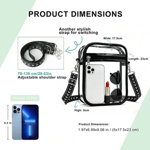 กระเป๋าสะพายข้างกันน้ำแบบใสพร้อมสายสะพายไหล่แบบปรับได้ มีจำหน่ายในขนาดใหญ่ กลาง และเล็ก - Product Image 5