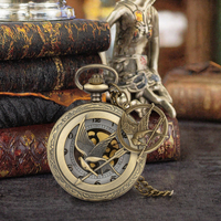 Montre de poche à quartz en bronze antique avec bracelet en acier inoxydable, cadran avec pendentif Mockingbird, chaîne, boîtier en alliage, bijou vintage, cadeau