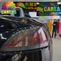 CARLAS láser de panal para coche, envoltura de vinilo para faros Led, película de tinte para faros de coche, luz antiniebla, luz trasera, pegatina de PVC