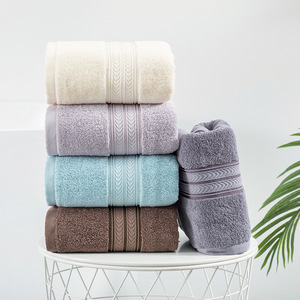 Serviette de bain Cotton Love 70x140 cm en pur coton épaissi, rectangulaire, pour adulte, blanc, violet, gris clair, M2097B - Product Image 4