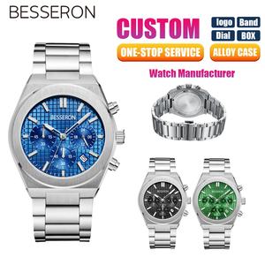Luxury Business Fashion Chronograph <b>Men's</b> <b>Watch</b> 44mm Quartz Movement Stainless Steel Band Alloy Case Glass Dial - Product Image 1