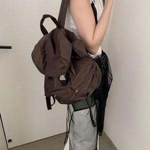 <b>Brown</b> Multi Pocket Large Capacity <b>Backpack</b> Adjustable Shoulders Everyday Use Unisex Hiking Bag 18 In - Product Image 1