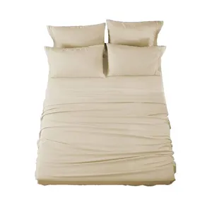 4Pcs बांस बिस्तर शीट बिस्तर सेट फ्लैट शीट/2 के साथ सज्जित चादर Bedsheet तकिया मामले