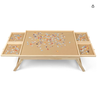 Planche à puzzle personnalisée Table à puzzle Plaque à puzzle en bois Surface de travail en panneau de fibres lisses pour 1000 pièces 4 tiroirs coulissants