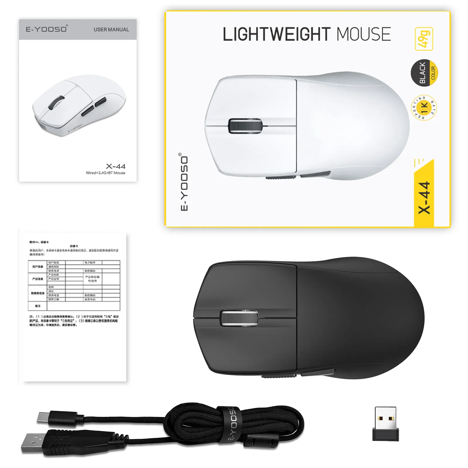 Mouse da gioco Wireless regolabile DPI26000 Ultra leggero con 5 pulsanti programmabili 4K
