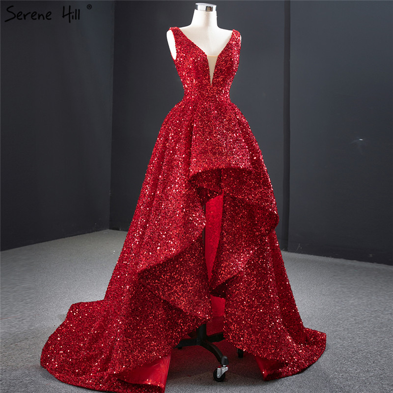 red sequin ball dress