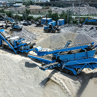 Crible vibrant linéaire mobile sur chenilles à double étage pour matériaux : agrégats, déchets de construction, minerai, sable, gravier, galets de rivière