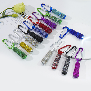 Self Defense Supplier LED Mini Flashlight Fashion Diamond Design Keychain Carabiner Emergency Pocket Torch Keychain Set