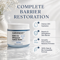 Crème Visage GHK-Cu au Cuivre et Vanille Anti-âge Hydratante, Baume Fouetté au Suif de Bœuf Nourri à l'Herbe et au Miel avec GHK-Cu pour le Visage