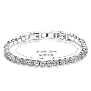 Bracelet de tennis carré tendance 2026 avec pierres CZ transparentes, plaqué argent, bijoux pour femmes, bracelets perlés en cristal glacé - Product Image 2