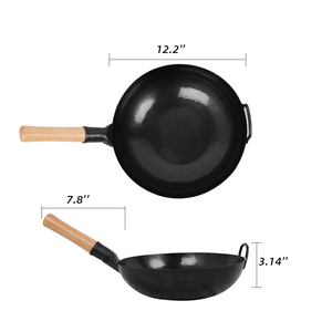<span class=keywords><strong>Wok</strong></span> Tradicional Chino de Acero al Carbono con Fondo Plano y Mango de Madera Forjado a Mano, Estilo Cantonés, Calidad Estable y Duradera - Product Image 1