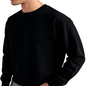 เสื้อสเวตเชิ้ตคอกลมทรงโอเวอร์ไซส์สำหรับผู้ชาย สีดำล้วน ผ้าฝ้ายถัก สวมใส่สบายๆ สำหรับฤดูใบไม้ร่วง - Product Image 4