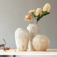 Vase à fleurs en grès fait main à large ouverture, style Japandi Wabi-Sabi, en porcelaine marbrée, pour décoration intérieure, collection ARM LVG Vintage