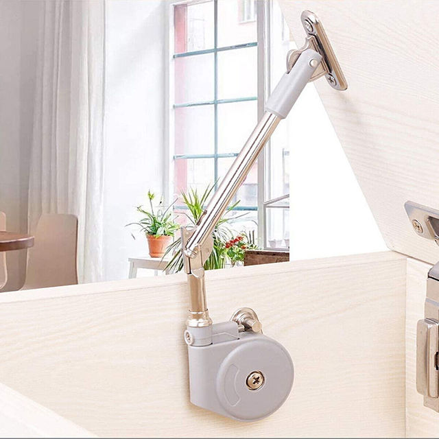 Heavy Duty Zinc Alloy Lid Stay Hinge with Soft Close Nickel Plated 40 Pounds Capacity for Kitchen Doors