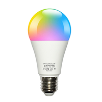 T37 E14 A19 RGBW Ampoule LED intelligente AC85-265V à gradation Certifié EMC/RoHS Corps en plastique WiFi Contrôle vocal et application via l'application Smart Life