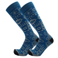 Chaussettes de ski en laine mérinos bleue longues tricotées sur mesure OEM pour l'extérieur