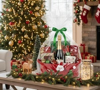 Fournitures pour emballages cadeaux, corde tressée, petites paniers de Noël pour cadeaux, panier de Noël vert avec poignée