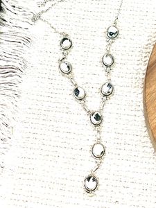 HIGH QUALITY STERLING SILVER & WHITE BUFFALO <b>LARIAT</b> NECKLACE GIFT FOR HER - Product Image 4