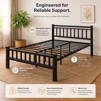 Lit simple moderne en métal avec cadre en fer - Certifié EN747, fonction rafraîchissante, design durable pour chambres, écoles et dortoirs de travailleurs