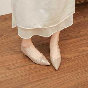 Pointed Toe <b>Flats</b> Patent Leather Slip-On Height Increasing All Seasons Elegant Women's Shoes 6388B - Product Image 3