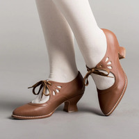 Zapatos de tacón alto gruesos clásicos para mujer, nuevos zapatos de vestir Poinet, tacón transpirable de 5cm, impermeables, de cuero PU, a la moda, con cordones, para oficina