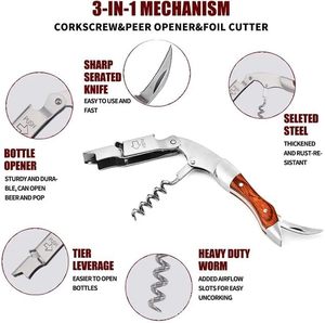 Juego de herramientas planas modernas promocionales, <span class=keywords><strong>kit</strong></span> de torneado y regalo de boda, navaja, abridor de <span class=keywords><strong>cerveza</strong></span> y vino con mango de madera real - Product Image 5