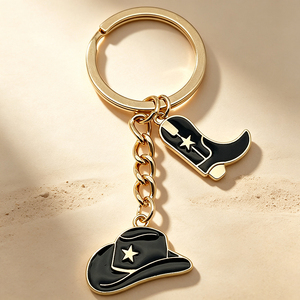 Llavero Metálico Personalizado de Vaquero del Oeste, de Aleación de Zinc con Acabado Antiguo, Llavero con Sombrero de Vaquero, Souvenir Promocional - Product Image 4