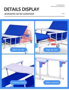 Dos camas de examen de <span class=keywords><strong>Hospital</strong></span> simples con manivela, salas de <span class=keywords><strong>Hospital</strong></span> manuales multifunción, camas médicas para el cuidado del paciente - Product Image 2