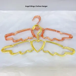 W106 מתלי מתכת ברמה גבוהה עם כנפי מלאך ועיצוב לב בנות מבריק ורד מבריק - Product Image 2