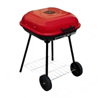 Barbecue au charbon de bois portable avec revêtement en poudre, forme carrée avec couvercle pour le camping en plein air et la cuisine en arrière-cour