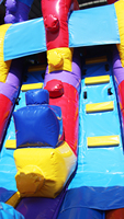 Fabricants de maisons gonflables à bulles colorées en forme de briques de construction avec double toboggan, structures gonflables commerciales pour sauts et rebondissements