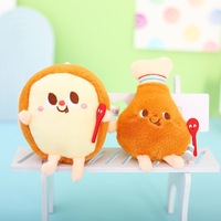 Porte-clés en peluche personnalisé en gros, motif nourriture mignonne : hot-dogs, frites, hamburgers, vente en gros