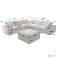 ATUNUS - Juego de Sofás Modulares Seccionales para Sala de Estar, Modernos, en Forma de U y L, de Tela de Plumas Blanca Beige, de 3, 4 y 7 Plazas