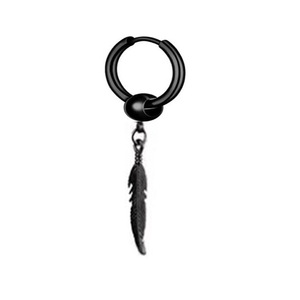 Pendientes de acero inoxidable con diseño de pluma, unisex, plateados y negros, de dos tonos, joyería colgante para hombres y mujeres, dijes de moda. - Product Image 5