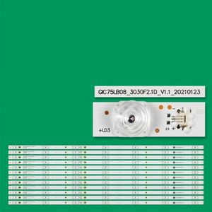 Bandes de rétroéclairage LED pour téléviseur en aluminium HX-NO.2549 GIC75LB08_3030F2.1D_V1.1 pour téléviseur 75V2 de 75 pouces, barre de 849 mm, indice de protection IP33, 50 000 heures - Product Image 1