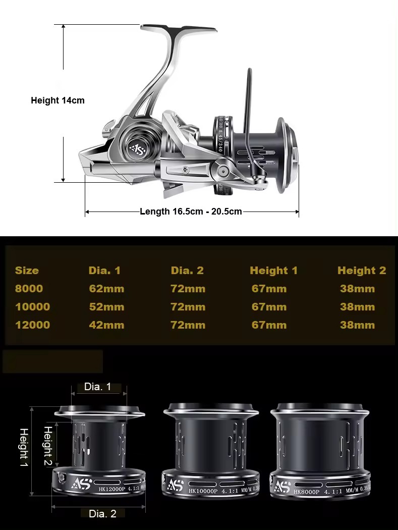 42mm fishing reel Full Metal Spinning Fishing Reel for Saltwater & Freshwater