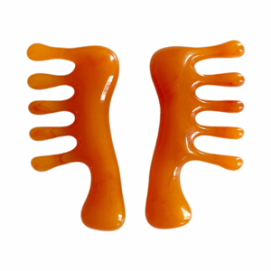 Five-Teeth Round Head Resin Gua Sha Massage Comb Scalp Meridian Massage Comb Guasha0 - Product Image 2